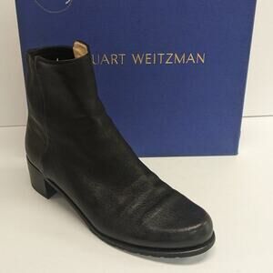 Stuart Weitzman Easyon Reserve Ankle Boots, Black Nappa Leather, Women's 8 M